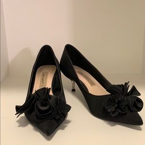 Black Floral Small Heels